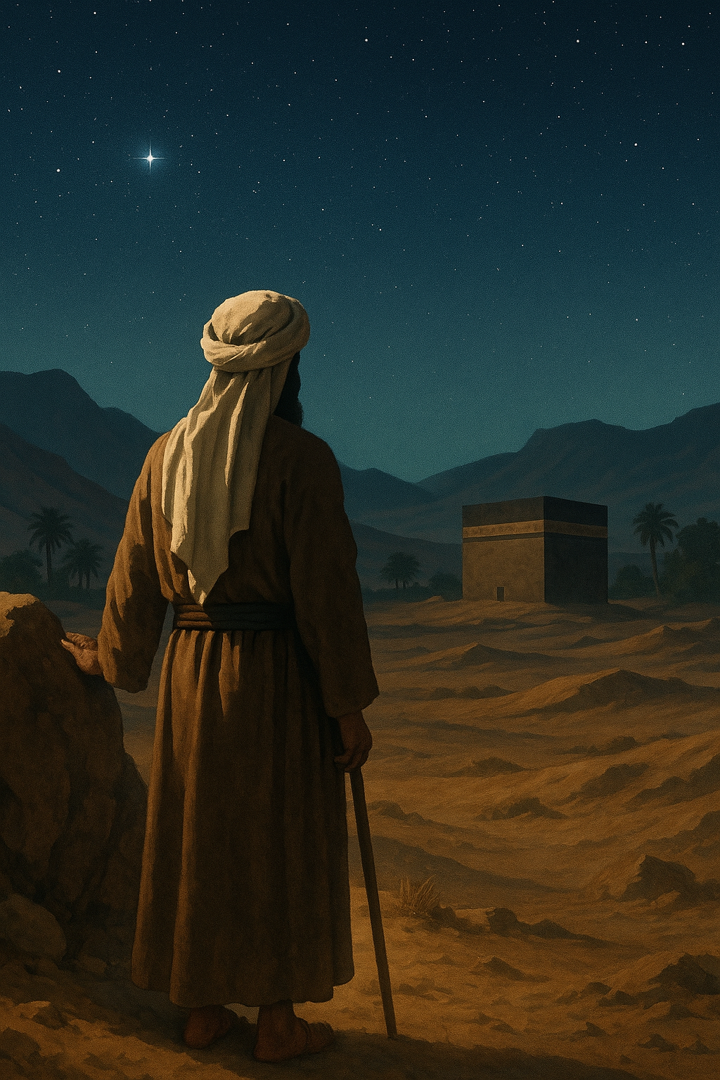 Depiction of Prophet Ibrāhīm (face hidden)