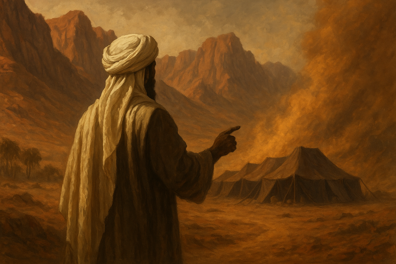 Depiction of Prophet Nuh (face hidden)