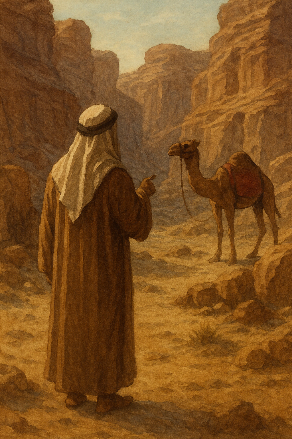 Depiction of Prophet Ṣāliḥ (face hidden)